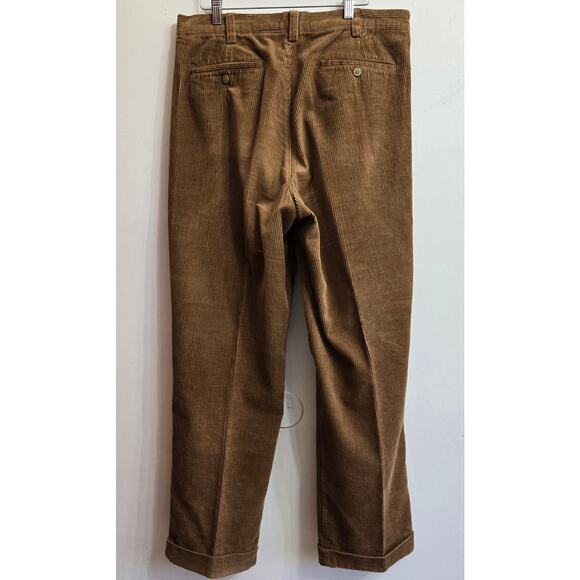 TRUST Mens Vtg Y2K Prep Academia Heritage Classic Pleated Corduroy Pants 34x32 - Picture 5 of 10